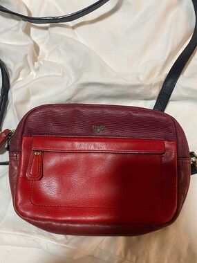 Diane Von Furstenberg Two-Tone leather Burgundy Crossbody with Black Strap